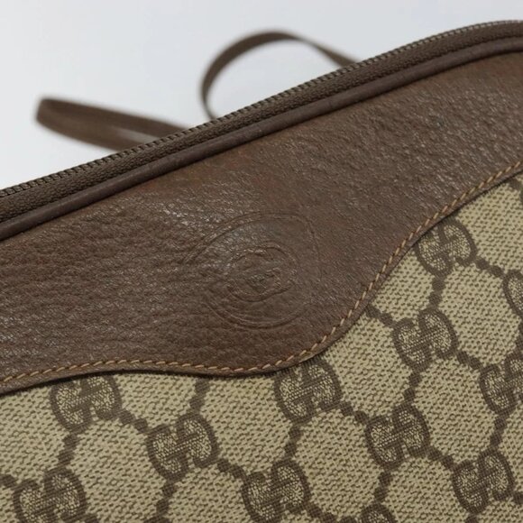 GUCCI GG Canvas Shoulder Bag PVC Leather Beige Auth sw1583 - Picture 10 of 16